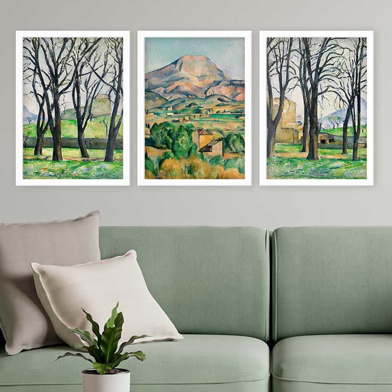 Paul Cezanne 3 Parça Beyaz Çerçeveli Tablo