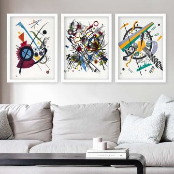 Wassily Kandinsky 3 Parça Beyaz Çerçeveli Tablo