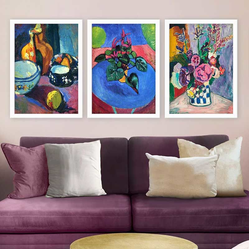 Henri Matisse 3 Parça Beyaz Çerçeveli Tablo