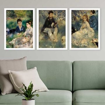 AUGUSTE RENOIR 3 Parça Beyaz Çerçeveli Tablo
