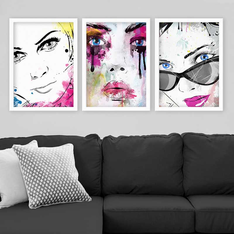 3 Parçalı Çerçeveli Tablo 55cm x 75cm