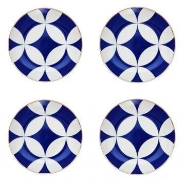 Mavi-Beyaz Lepha Tabak 4’Lü Set