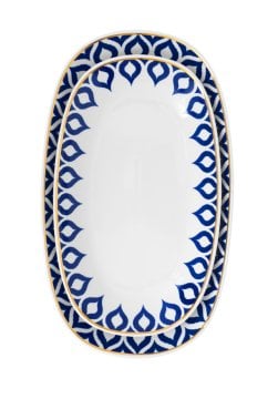 Mavi-Beyaz Damla Kayık Kase