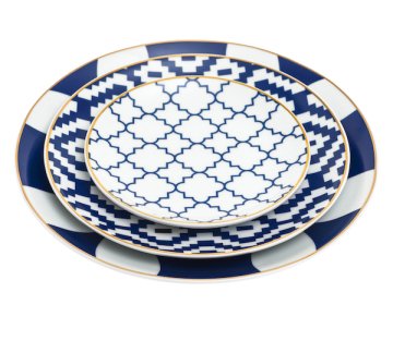 Mavi-Beyaz Çizgili Tabak