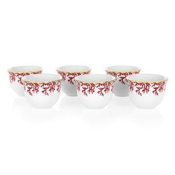 Mercan Kırmızı 18 Parça Çay + Mırra Set Hediye Kutulu