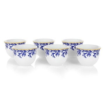 Mercan Mavi 18 Parça Çay + Mırra Set Hediye Kutulu