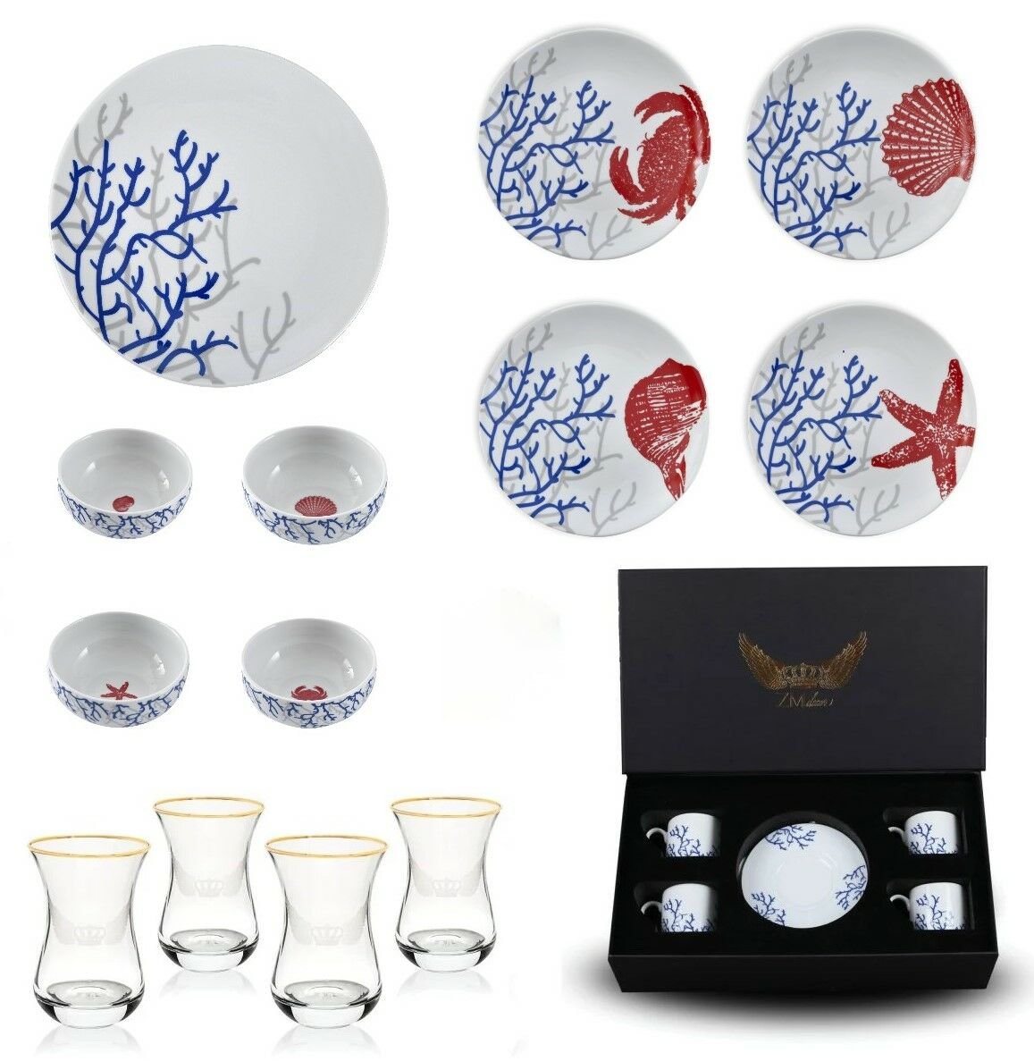 Mercan Tabak &Çay Kahve Seti 20 Parça (4 Kişilik )