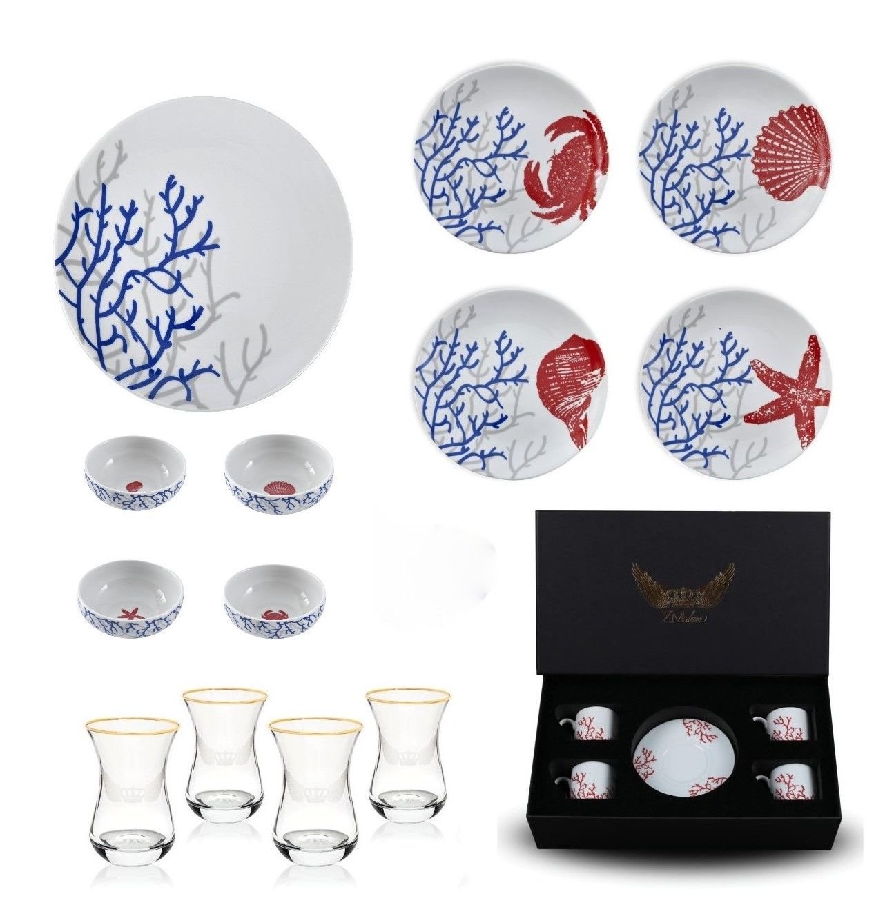 Mercan Tabak &Çay Kahve Seti 20 Parça (4 Kişilik )