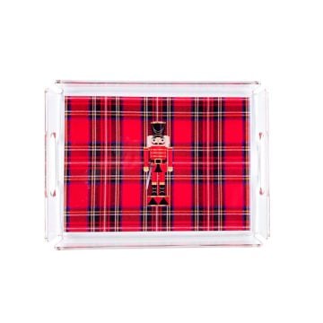 Ekose Kırmızı Kurşun Asker Desen Tepsi 22*30 cm