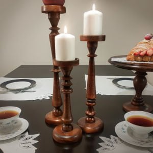 Üçlü ahşap şamdan set