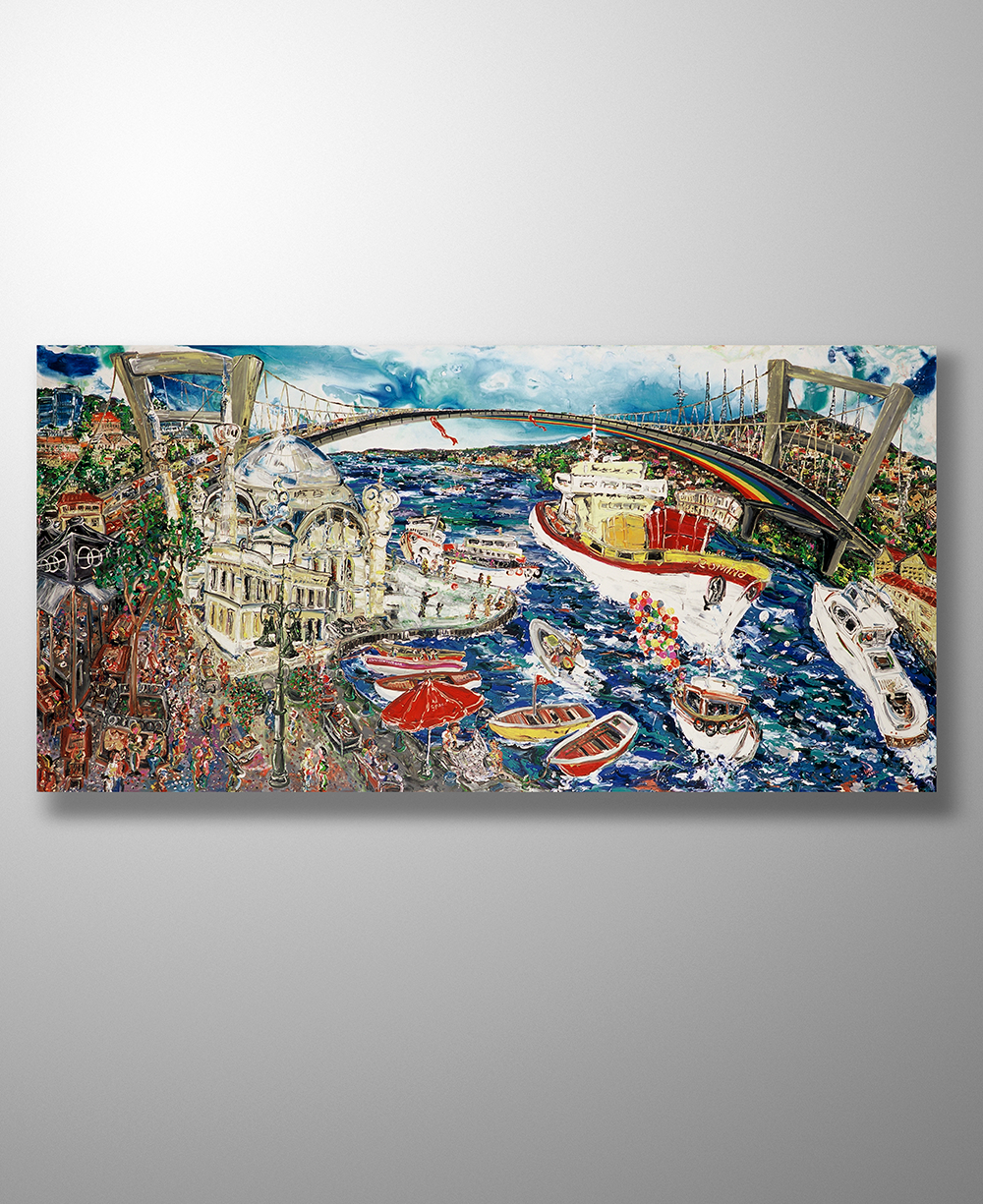 İstanbul Kanvas Tablo - Ortakoy Rainbow Bridge - 200cm x 100cm