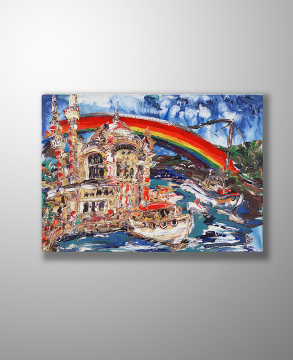 İstanbul Kanvas Tablo - Ortakoy Rainbow Bridge II - 70cm x 50cm