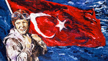 Atatürk Kanvas Tablo - Sabiha Gökçen - 60cm x 35cm