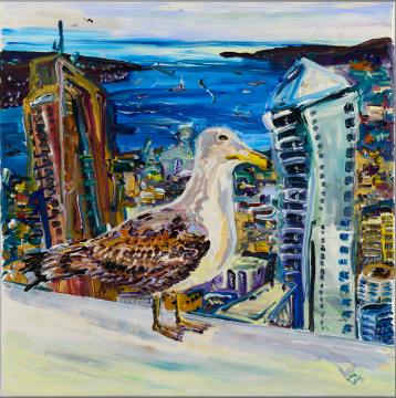 İstanbul Orijinal Tablo - Seagull at Point Hotel 18th Floor