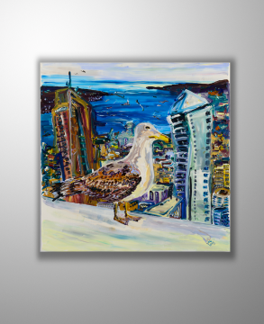 İstanbul Orijinal Tablo - Seagull at Point Hotel 18th Floor