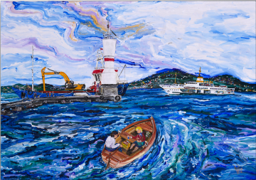İstanbul Orijinal Tablo - Büyükada Boats 100x70cm