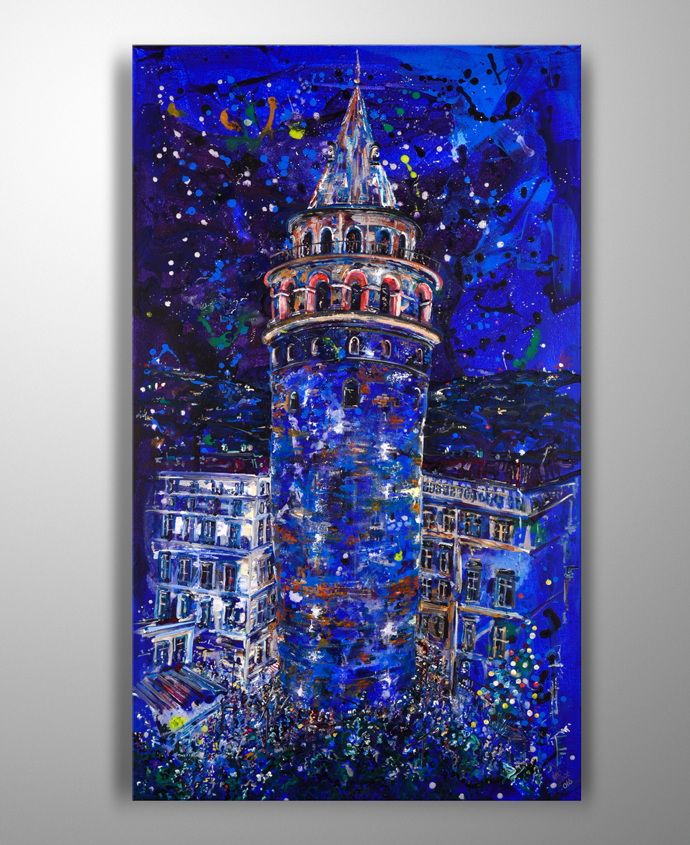 İstanbul Orijinal Tablo - Galata Kulesi Blue 91cmx152cm - Akrilik Tablo