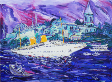 İstanbul Kanvas Tablo - Savarona Sails By Topkapı