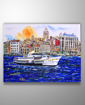 İstanbul Kanvas Tablo - Ferry Boat and Asya 2