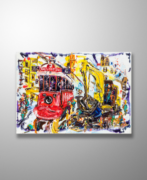 İstanbul Kanvas Tablo - The Tram And The Digger