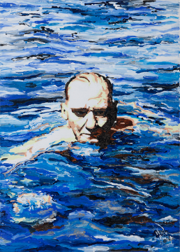 Atatürk Kanvas Tablo - Atatürk Swims