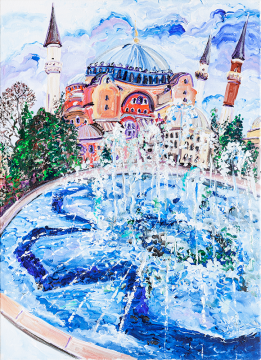İstanbul Kanvas Tablo - Sofya Through The Fountain