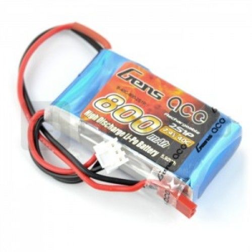 Gens Ace 800mAh 2S 7.4V 40C LiPo Battery With JST-SYP Plug For 250 Helicopter & 800mm Warbirds