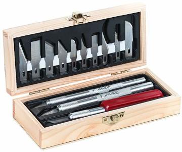 EXCELL K-1-2-6 Maket Bıçağı Takımı 3 lü, Ahşap Kutuda