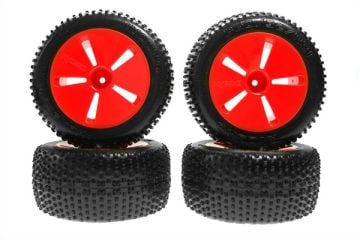 IHTH01/R  Kyosho Jant ve Lastik Seti KIRMIZI  Jantlar (Mini Inferno) (4 ADET)