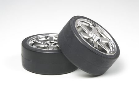 53960 RC 6-Spoke Plated Wheels - w/Drift Tire Type D 26mm O/S+2