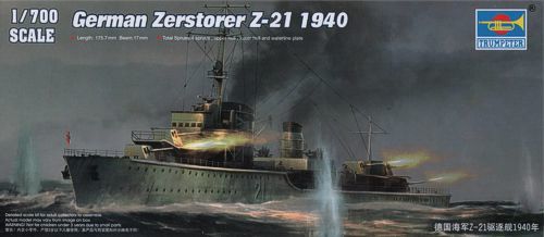 1/700 German Zerstorser Z-21 1940
