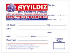 A5 Halı Yıkama Makbuz Fişi