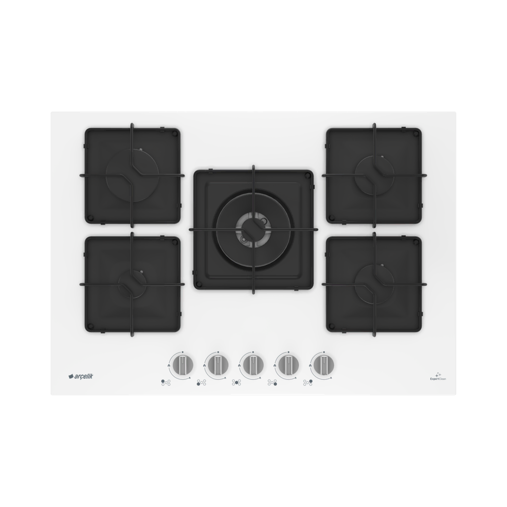 Arçelik OCD K 752 EWB Wok Gözlü Beyaz Ankastre Cam Ocak