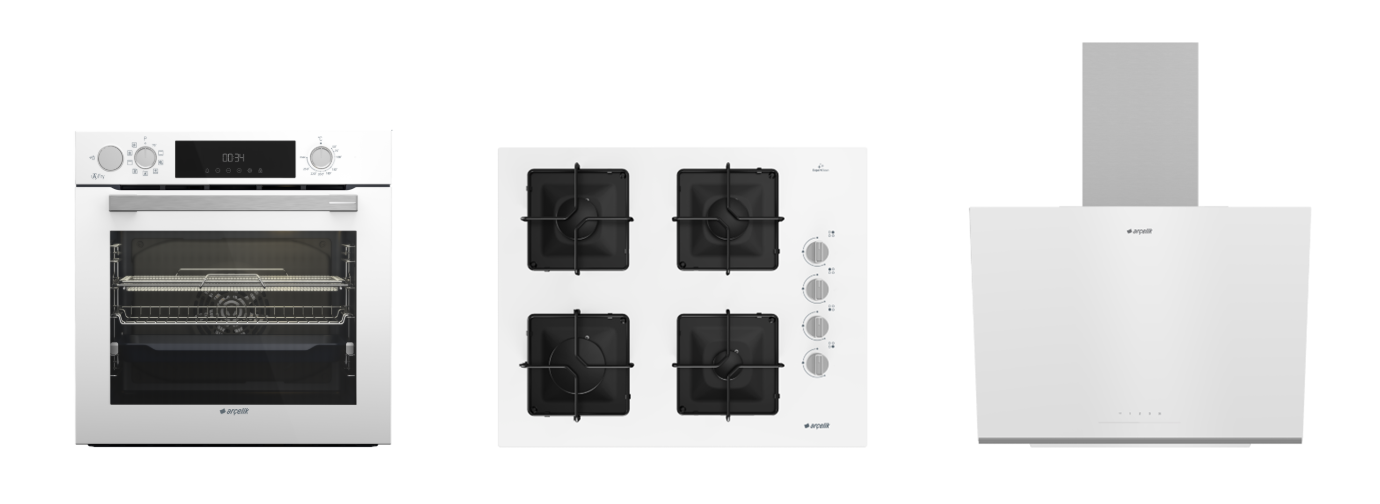 Arçelik Beyaz Kare Ocaklı Buhar Destekli AFRY ( AFC 361 B - OCD K 651 EB - ADE 606-2 B ) Ankastre Set