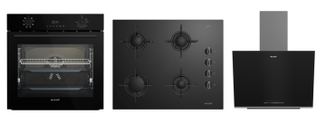 Arçelik Siyah 3 lü Buhar Destekli Cam Seri ( AFC 341 S - OCD T 651 ES - ADE 606-2 S ) Ankastre Set