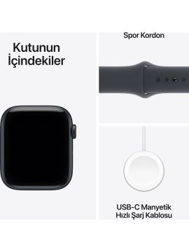 Apple Watch SE 3 GPS 44mm Gece Yarısı Alüminyum Kasa ve Gece Yarısı Spor Kordon Akıllı Saat - M/L