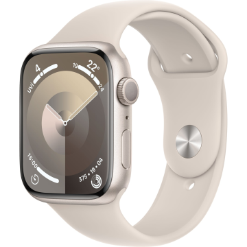 Apple Watch Series 9 GPS 45mm Yıldız Işığı Alüminyum Kasa ve Yıldız Işığı Spor Kordon Akıllı Saat - M/L