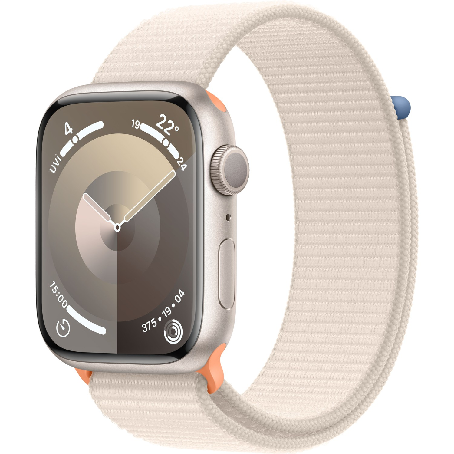 Apple Watch Series 9 GPS 45mm Yıldız Işığı Alüminyum Kasa ve Yıldız Işığı Spor Loop Kordon Akıllı Saat