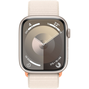 Apple Watch Series 9 GPS 45mm Yıldız Işığı Alüminyum Kasa ve Yıldız Işığı Spor Loop Kordon Akıllı Saat