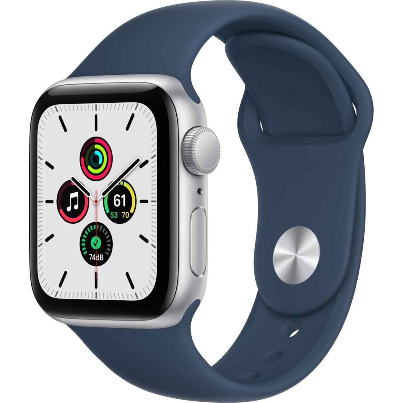 Apple Watch SE GPS 40mm MKNY3TU/A Gümüş Rengi Alüminyum Kasa ve Mavi Spor Kordon Akıllı Saat