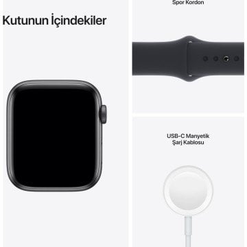 Apple Watch SE GPS 44mm Uzay Grisi Alüminyum Kasa ve Spor Kordon Akıllı Saat