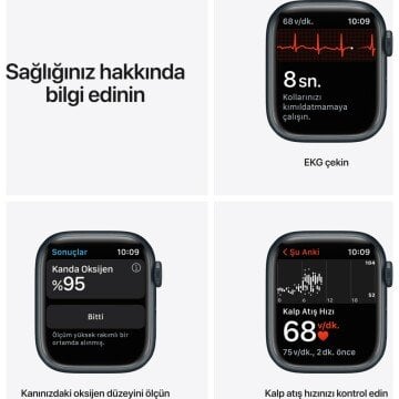 Apple Watch Series 7 Nike GPS 41mm Gece Yarısı Alüminyum Kasa ve Nike Spor Kordon Akıllı Saat