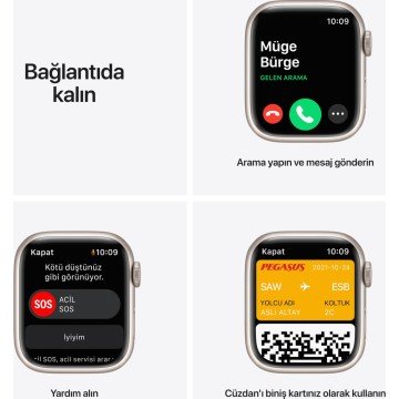 Apple Watch Series 7 Nike GPS 41mm Yıldız Işığı Alüminyum Kasa ve Nike Spor Kordon Akıllı Saat