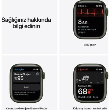 Apple Watch Series 7 GPS 41mm Yeşil Alüminyum Kasa ve Spor Kordon Akıllı Saat