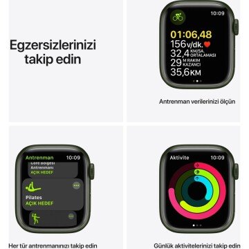 Apple Watch Series 7 GPS 41mm Yeşil Alüminyum Kasa ve Spor Kordon Akıllı Saat