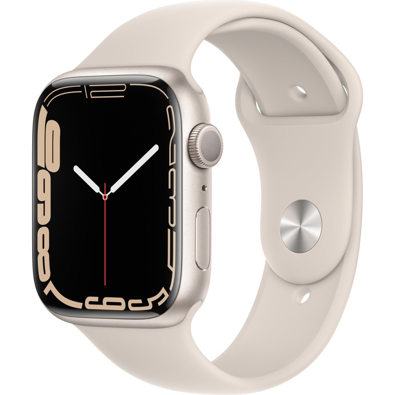 Apple Watch Series 7 GPS 45mm Yıldız Işığı Alüminyum Kasa ve Spor Kordon Akıllı Saat