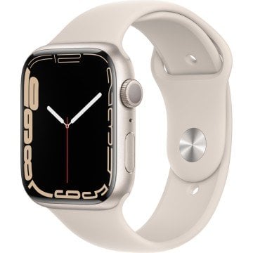 Apple Watch Series 7 GPS 45mm Yıldız Işığı Alüminyum Kasa ve Spor Kordon Akıllı Saat