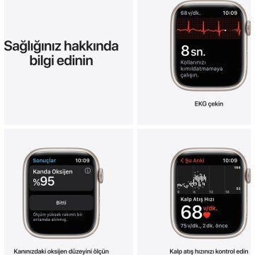 Apple Watch Series 7 Nike GPS 45mm Yıldız Işığı Alüminyum Kasa ve Nike Spor Kordon Akıllı Saat