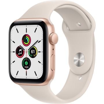 Apple Watch SE GPS 44mm Altın Rengi Alüminyum Kasa ve Spor Kordon Akıllı Saat
