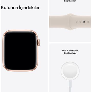 Apple Watch SE GPS 44mm Altın Rengi Alüminyum Kasa ve Spor Kordon Akıllı Saat